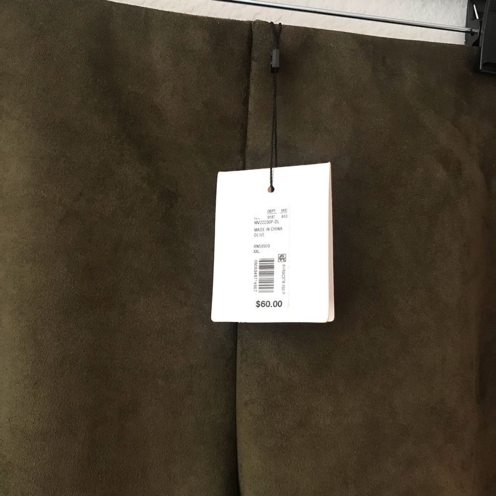 New! Gibson & Latimer High Rise Faux Suede Ponte Leggings Olive Pull On Pants - Picture 10 of 12